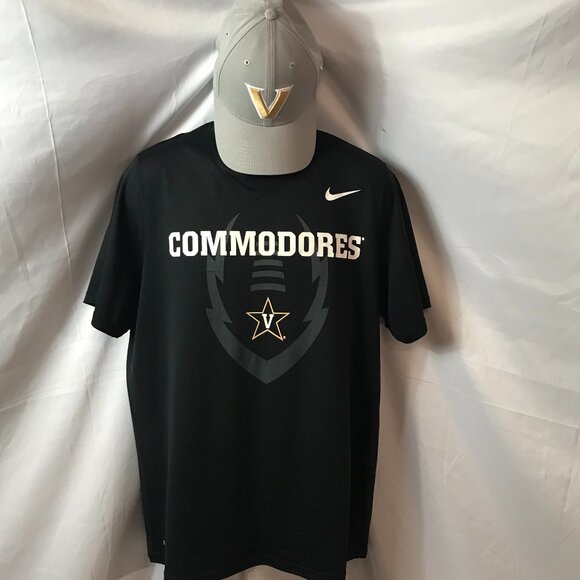 Nike Vanderbilt University Commodores Football Sport Cut Tee Shirt & New Era Hat - Picture 1 of 13